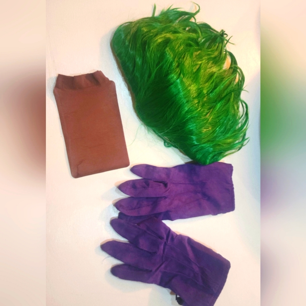 Joker male wig and purple L/XL gloves
